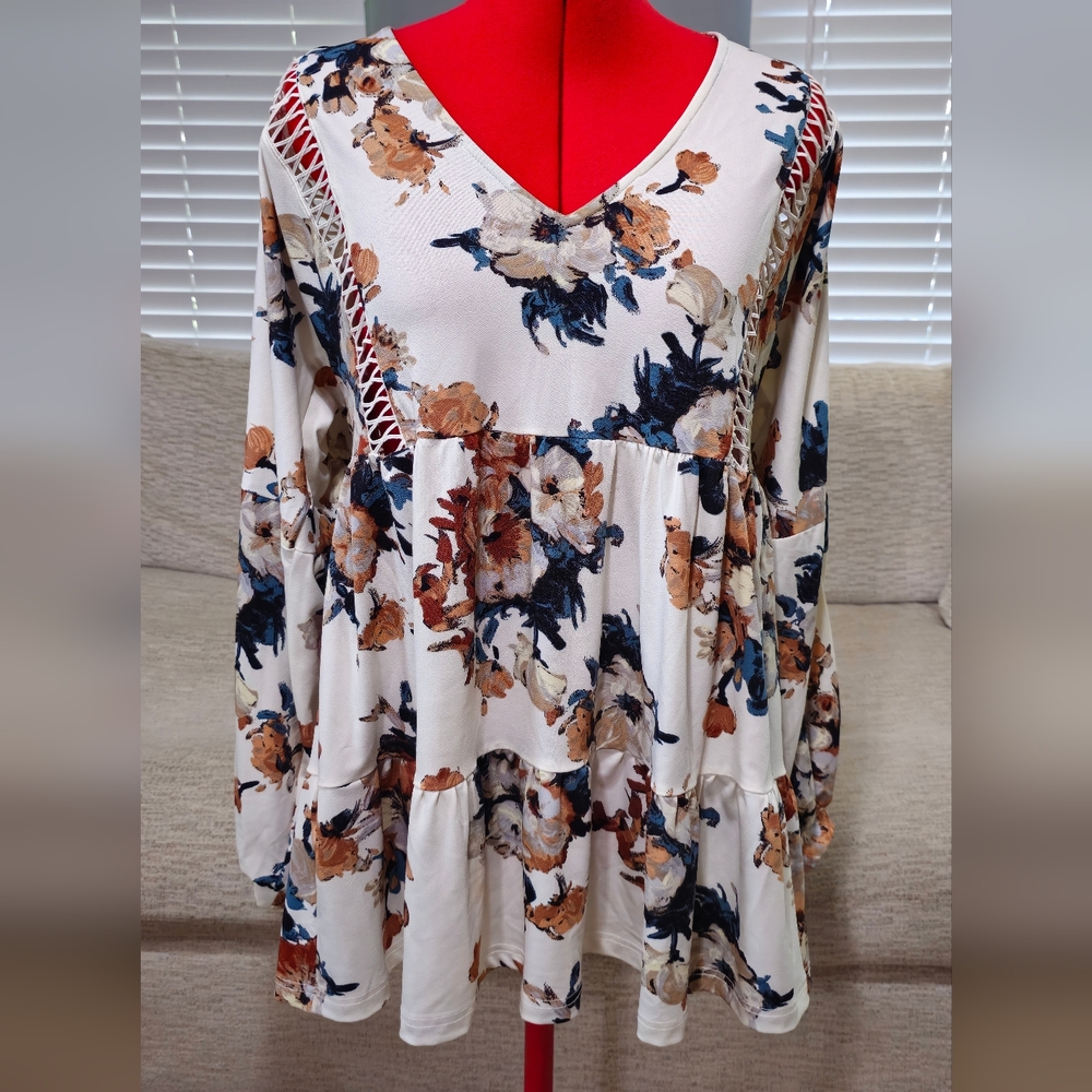 Gimmicks by BKE Cream and Brown Dress